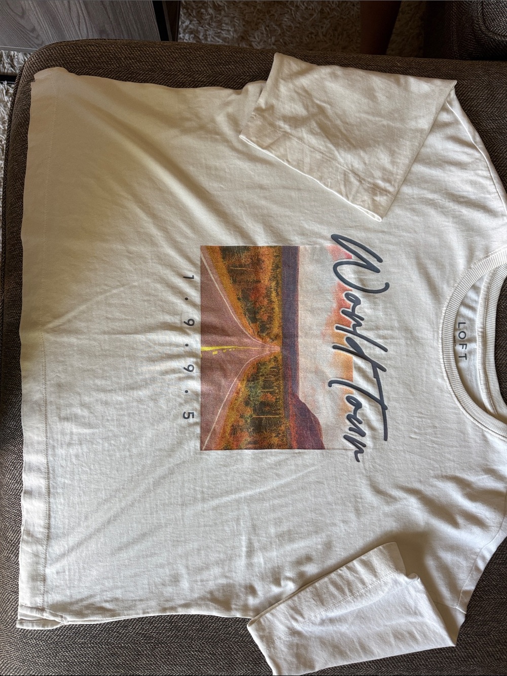 LOFT Cream Graphic 'World Tour' Short-Sleeve Tee with Scenic Print